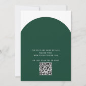 Smaragdgroen moderne typografie boog bruiloft + QR Kaart (Achterkant)