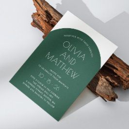 Smaragdgroen moderne typografie boog bruiloft + QR Kaart