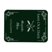 Smaragdgroen Monogram en pijlen opslaan de datum Magneet (Horizontaal)