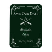 Smaragdgroen Monogram en pijlen opslaan de datum Magneet (Verticaal)