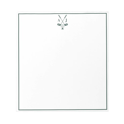 Smaragdgroen Monogram Golf Notitieblok (Voorkant)