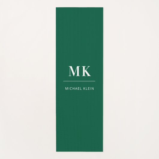 Smaragdgroen monogram initialen naam yogamat (Voorkant)