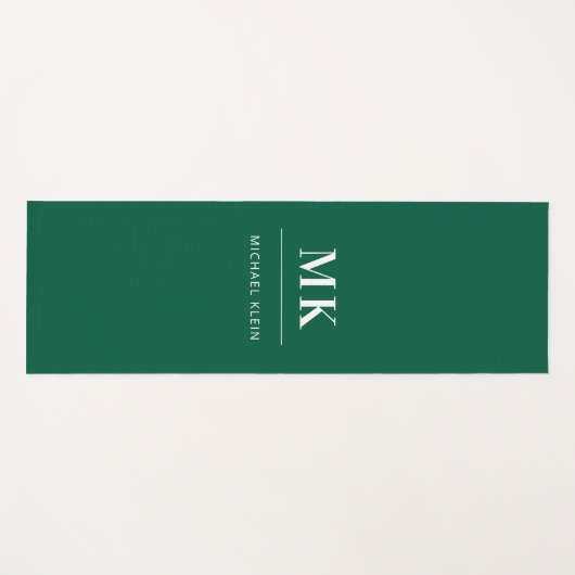 Smaragdgroen monogram initialen naam yogamat (Voorkant (horizontaal))