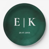 Smaragdgroen | Monogram Papieren Bordje (Voorkant)