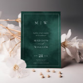 Smaragdgroen Monogram & Rand Elegant Save The Date