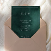 Smaragdgroen Monogram & Rand Elegant Save The Date