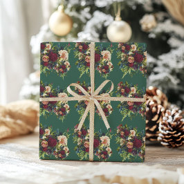 Smaragdgroen Moody Floral Bourgondië bruiloft Cadeaupapier