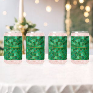 Smaragdgroen mozaïek cirkelpatroon kunst blikvorm glas