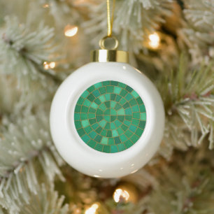 Smaragdgroen mozaïek cirkelpatroon kunst keramische bal ornament