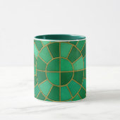 Smaragdgroen mozaïek cirkelpatroon kunst mok (Midden)