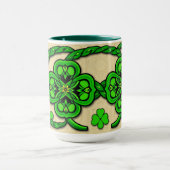 Smaragdgroen Naadloos Klavertjevier Klaverveld Mok (Midden)