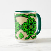 Smaragdgroen Naadloos Klavertjevier Klaverveld Mok (Voorkant rechts)