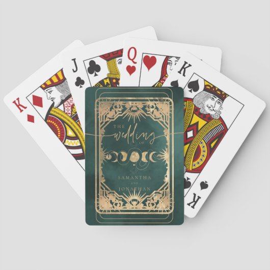 Smaragdgroen & Nepgoud Tarot Hemelse Huwelijk Pokerkaarten (Achterkant)