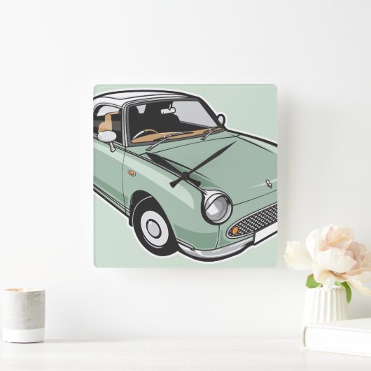 Smaragdgroen Nissan Figaro Vierkante Klok (Huis)