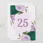 Smaragdgroen Paarse Bloemen Tafelnummer Kaart (Voorkant)