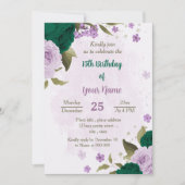 Smaragdgroen Paarse bloemen Verjaardag Kaart (Voorkant)