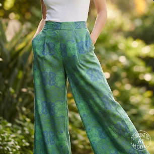 Smaragdgroen Paarse Boho Chic Ingewikkelde Damast Stof