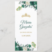 Smaragdgroen Quinceañera Menu Kaart (Achterkant)