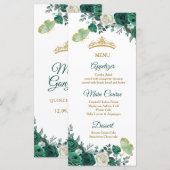 Smaragdgroen Quinceañera Menu Kaart (Voorkant / Achterkant)