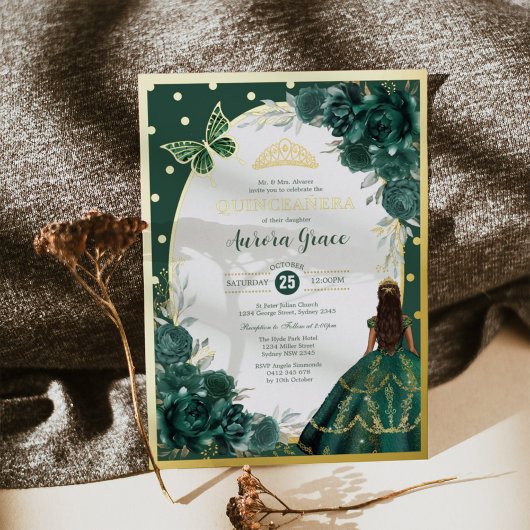 Smaragdgroen Quinceanera Mis Quince 15 Anos Folie Uitnodiging