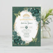 Smaragdgroen Quinceañera Mis Quince 15 Anos Kaart (Staand voorkant)