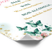 Smaragdgroen Quinceañera Open Bar Roze Bloemen Poster (Hoek)