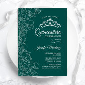 Smaragdgroen Quinceanera Party Kaart