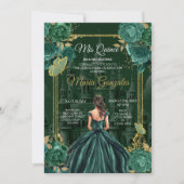 Smaragdgroen Quinceañera Prinses Vlinder Kaart (Voorkant)