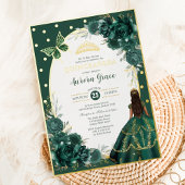 Smaragdgroen Quinceanera Prinses Vlinderfeest Folie Uitnodiging