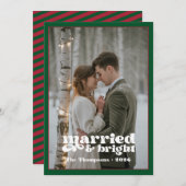 Smaragdgroen & Robijn Ruwelijks Kerstmis Feestdagenkaart (Voorkant / Achterkant)