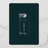 Smaragdgroen Roos Gouden Bloemen Bruiloft Folie Uitnodiging (Achterkant)