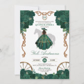 Smaragdgroen Roos Western Quinceanera Kaart (Voorkant)