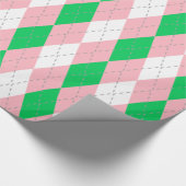 Smaragdgroen Roze Donkergrijs Wit XL Argyle Cadeaupapier (Hoek)