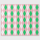 Smaragdgroen Roze Donkergrijs Wit XL Argyle Cadeaupapier (Vlak)