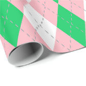 Smaragdgroen Roze Donkergrijs Wit XL Argyle Cadeaupapier (Rol Hoek)