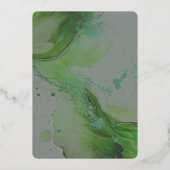 Smaragdgroen save the date gouden Folie Uitnodigin Folie Uitnodiging (Achterkant)