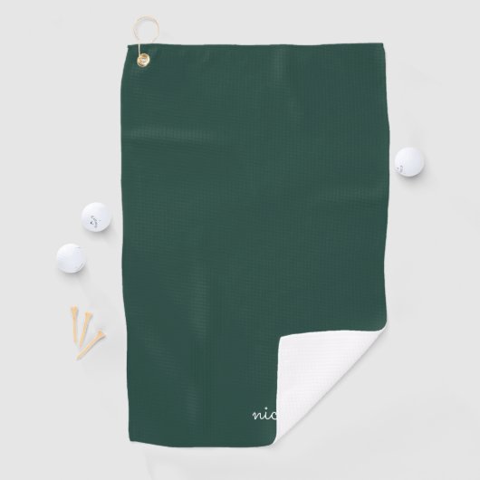 Smaragdgroen script | Stijlvol Monogram Modern Golfhanddoek (Insitu)