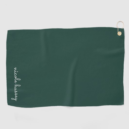 Smaragdgroen script | Stijlvol Monogram Modern Golfhanddoek (Horizontaal)