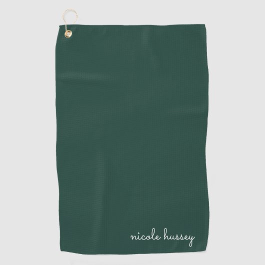 Smaragdgroen script | Stijlvol Monogram Modern Golfhanddoek (Voorkant)