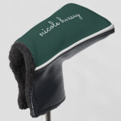 Smaragdgroen script | Stijlvol Monogram Modern Golfheadcover (3/4 voorkant)