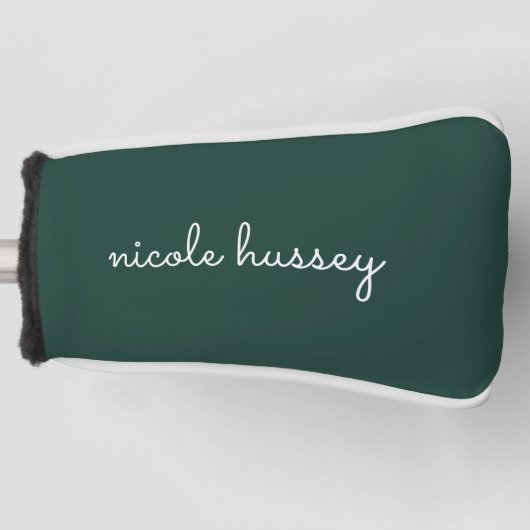 Smaragdgroen script | Stijlvol Monogram Modern Golfheadcover (Voorkant)