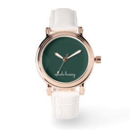 Smaragdgroen script | Stijlvol Monogram Modern Horloge