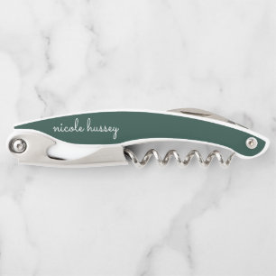 Smaragdgroen script Stijlvol Monogram Modern Kurkentrekker
