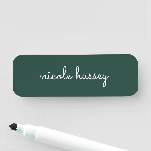 Smaragdgroen script | Stijlvol Monogram Modern Naamplaatje (In situ)