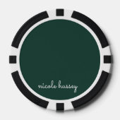 Smaragdgroen script | Stijlvol Monogram Modern Poker Chips (Voorkant)