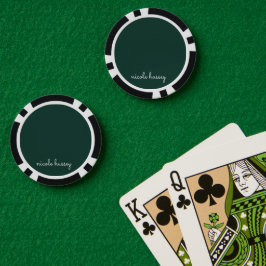 Smaragdgroen script | Stijlvol Monogram Modern Poker Chips
