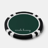 Smaragdgroen script | Stijlvol Monogram Modern Poker Chips (Enkel)