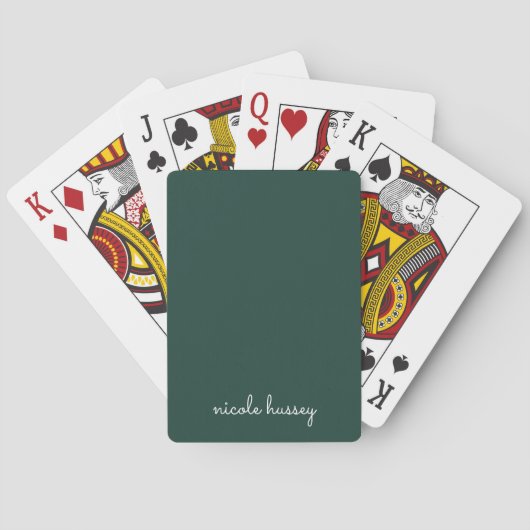 Smaragdgroen script | Stijlvol Monogram Modern Pokerkaarten (Achterkant)