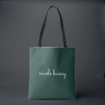 Smaragdgroen script | Stijlvol Monogram Modern Tote Bag<br><div class="desc">Een eenvoudig stijlvol ontwerp op maat met een casual handgeschreven monochrome smaragdgroen en wit. Het monogram kan gemakkelijk worden gepersonaliseerd om een ontwerp zo uniek te maken als u bent! Het perfecte trendy cadeau of accessoire voor elke gelegenheid.</div>