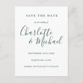 Smaragdgroen Script Trouw Save the Date Briefkaart (Voorkant)